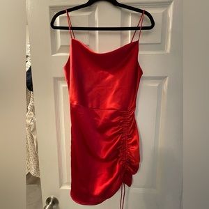 Zara Red Satin Mini Dress Size Medium